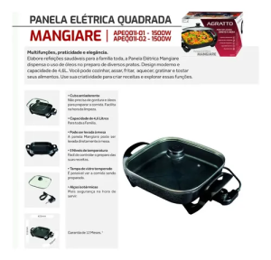 Panela Elétrica Agratto Mangiare 30cm 220V- 1500W
